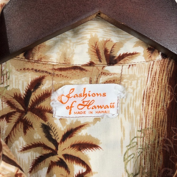 Vintage Hawaiian Shirt Size M Brown/Beige - Picture 2 of 5